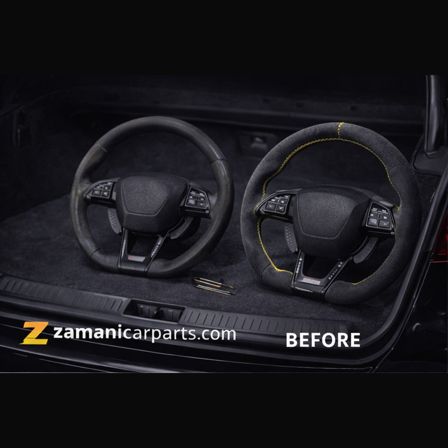 Zamani Grip DIY Suede Steering Wheel Wrap (Blue/Yellow Stitch)